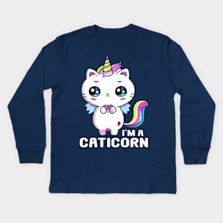 Kawaii I'm a Caticorn Unicorn Cat Kittycorn Kids Long Sleeve T-Shirt